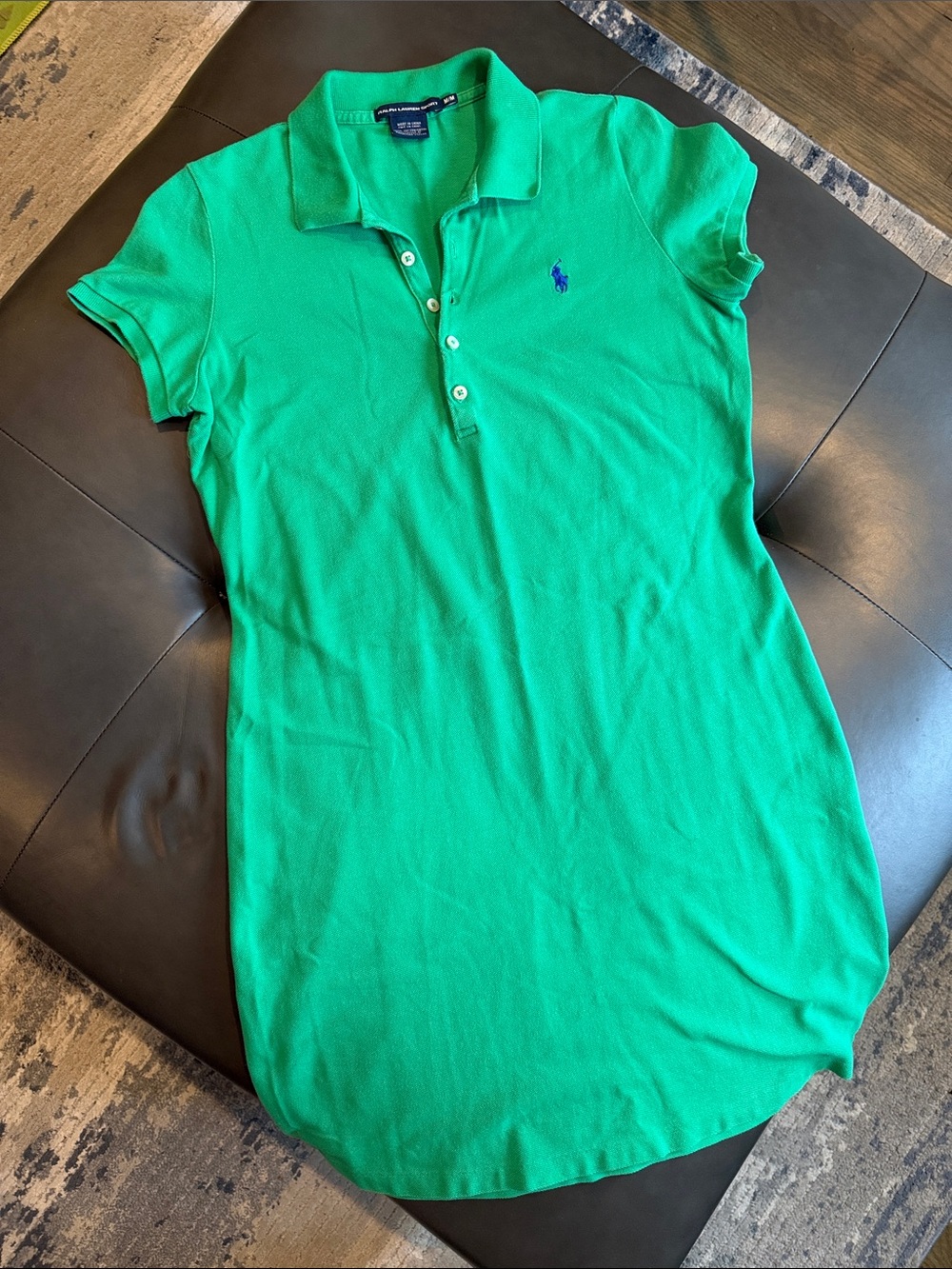 Ralph Lauren Sport Green Polo Shirt Dress with Blue Pony 100% Cotton